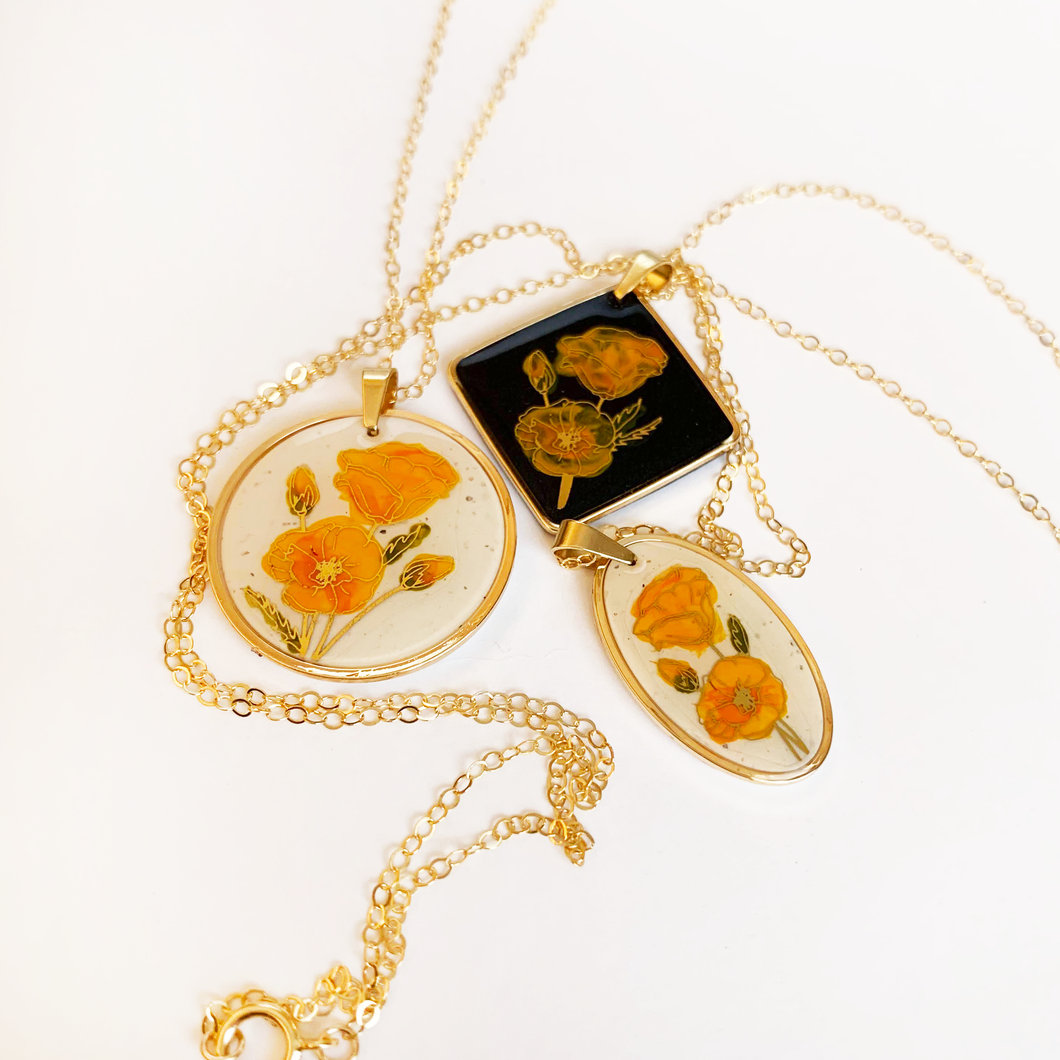 California Poppy Necklace